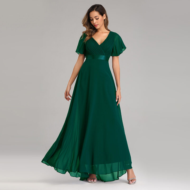 Chilldressy™ V-Neck Chiffon Flared Sleeve Dress | Elegant Bridesmaid Evening Gown