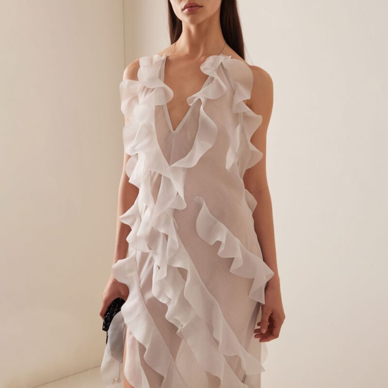 Chilldressy™ Ruffled Deep V Maxi Dress | High Slit Sexy Cake Dress