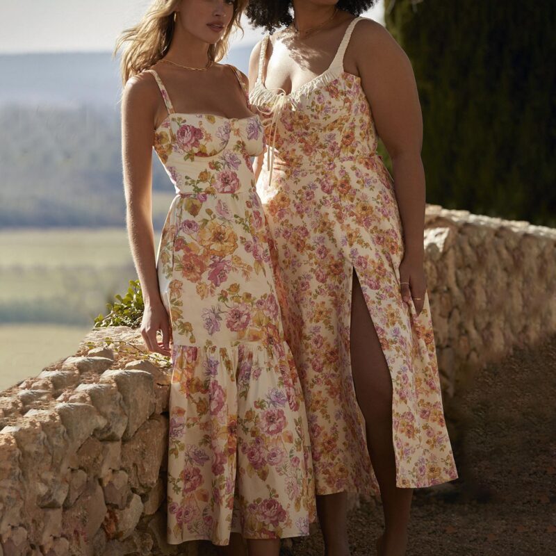 Chilldressy™ Floral Midi Dress | Ruffled Tie-Front Sleeveless Dress