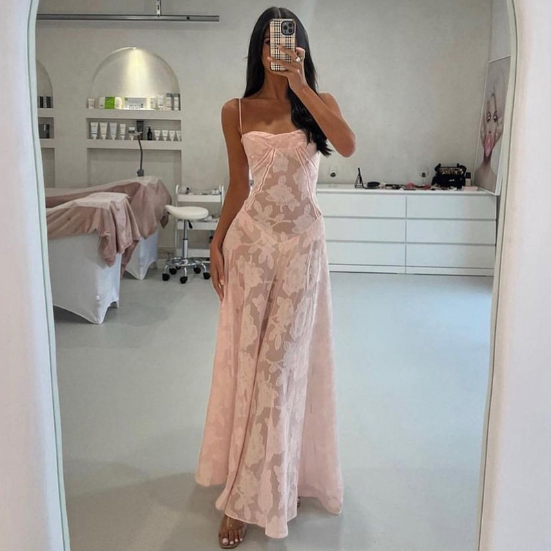 Chilldressy™ Jacquard Backless Maxi Gown