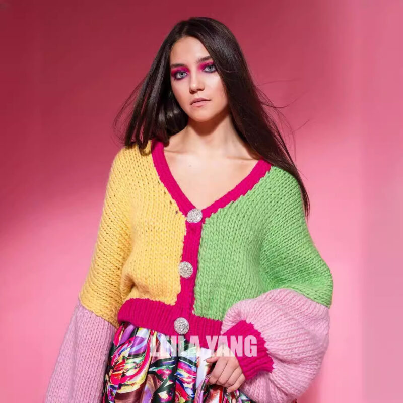Loose Knitted Jacket Woven Sweater