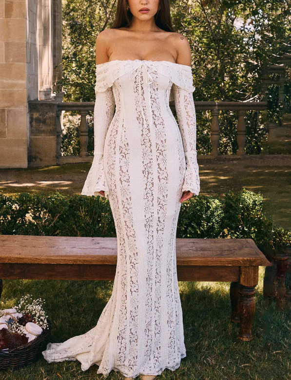 Chilldressy™ Off-Shoulder Lace Dress | Sexy Bodycon Maxi Dress for Special Occasions