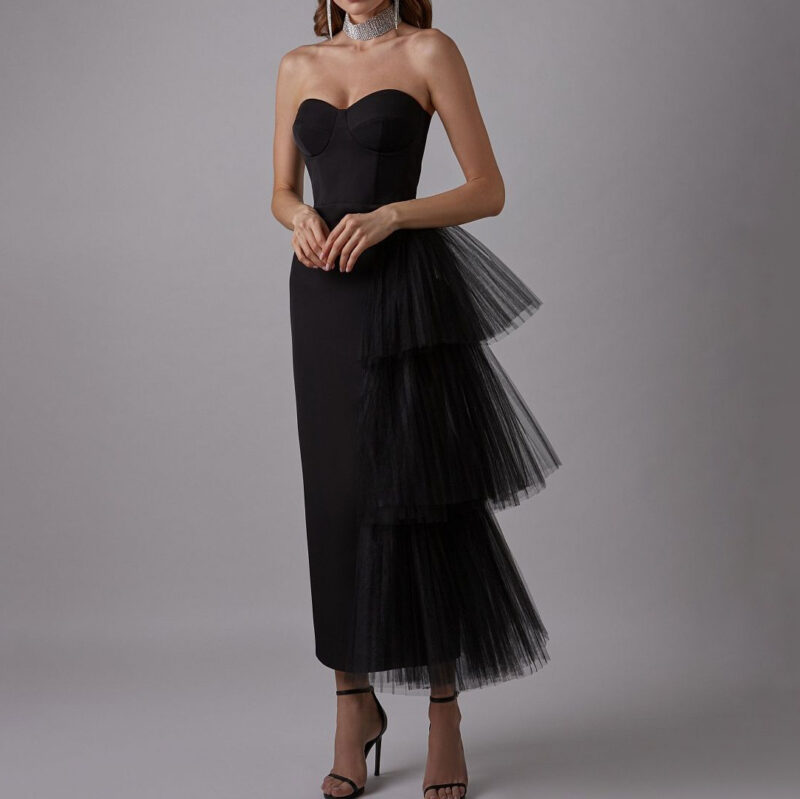Chilldressy™ Glamorous Strapless Evening Dress | Tulle Ruffle Gown