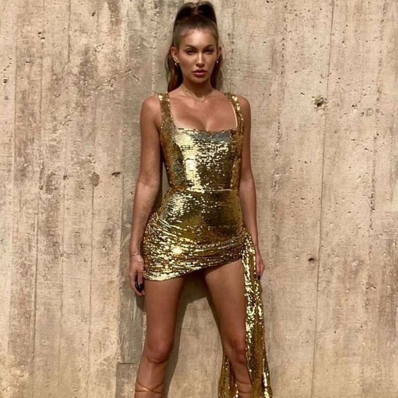 Chilldressy™ Golden Sequin Bodycon Dress | Strapless High-Waisted Party Dress