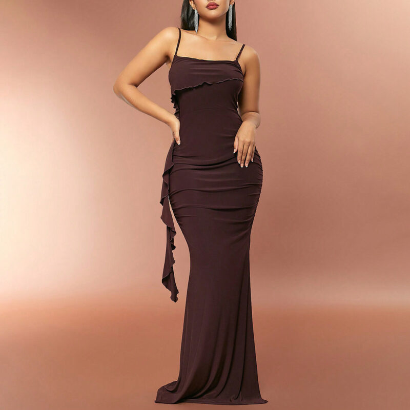 Chilldressy™ Elegant Ruched Maxi Dress | Backless Satin Slit Gown