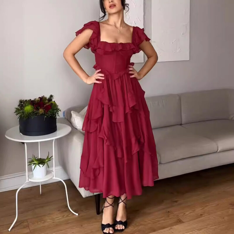 Chilldressy™ Ruffled Backless Maxi Dress | Lace Detail Vacation Dress