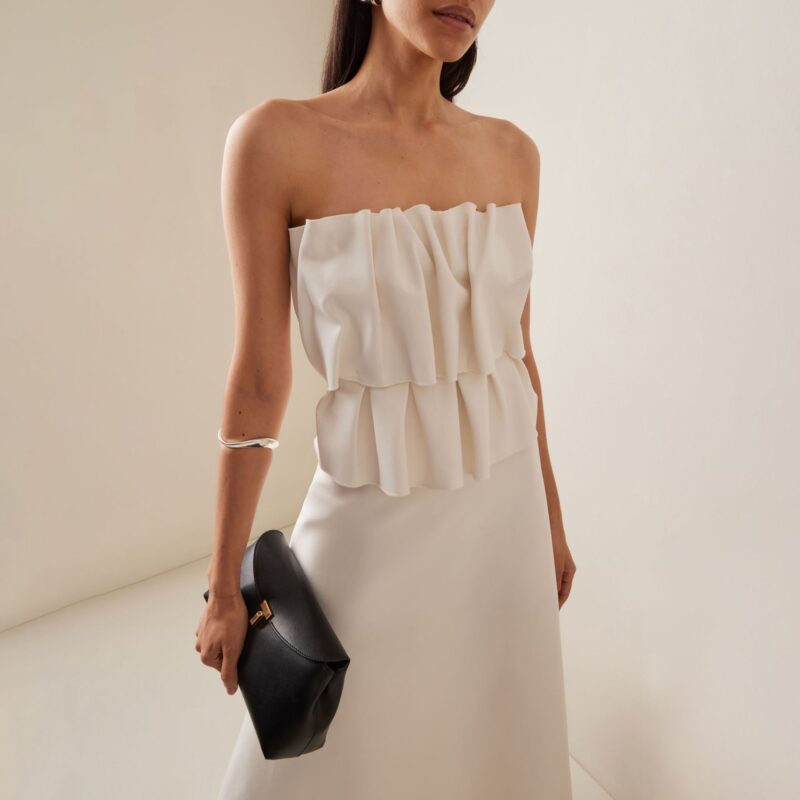 Chilldressy™ Elegant Ruffled Midi Dress | French-Inspired Strapless Dress