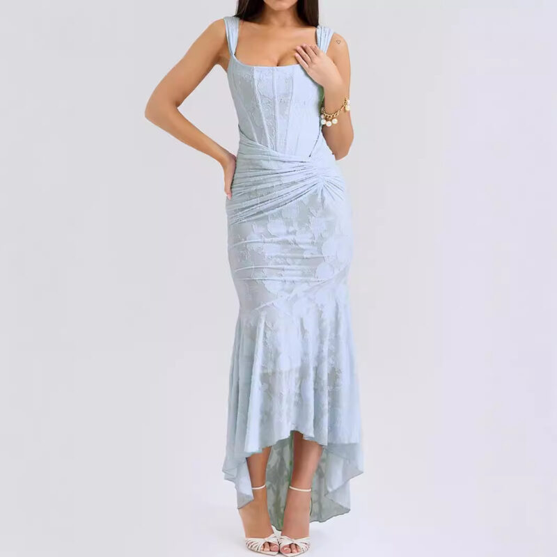 Chilldressy™ Lace Fishbone Bodycon Mermaid Dress | Sexy Strapless Fitted Evening Gown – 5 Colors
