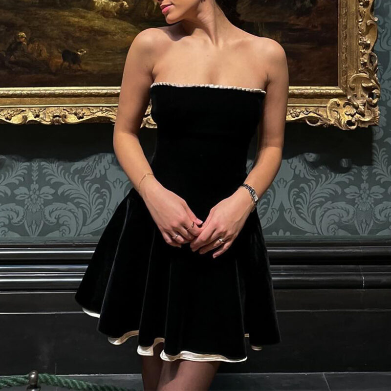 Chilldressy™ Velvet Strapless A-Line Dress | Sexy Backless Fit & Flare Mini Dress