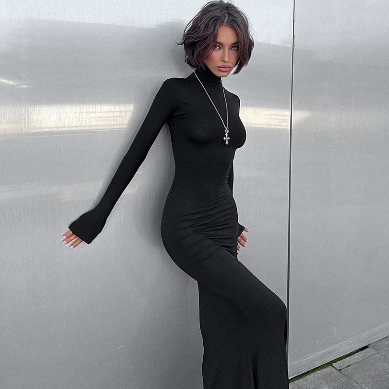 Chilldressy™ Half-High Neck Long Sleeve Dress