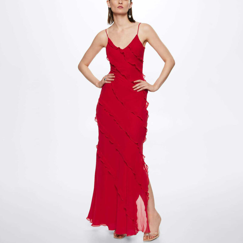Chilldressy™ Sexy Backless Ruffled Maxi Dress | Side Slit Chiffon Bodycon Dress