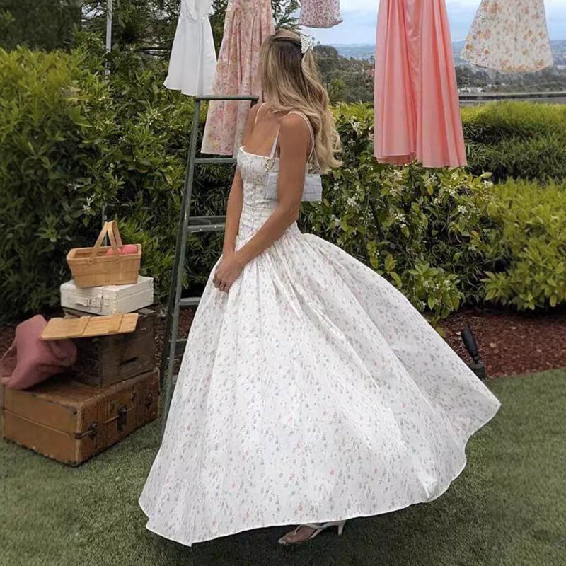 Chilldressy™ Elegant Floral Strapless Midi Dress | Chic Cottagecore Summer Dress