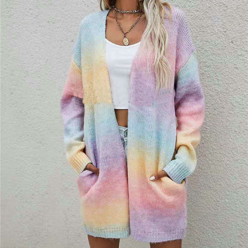 Cardigan Sweater In The Rainbow Cardigan Knitted Jacket