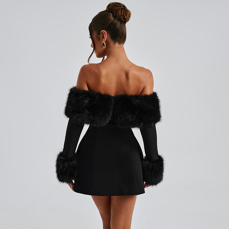 Chilldressy™ Fur Collar Mini Dress