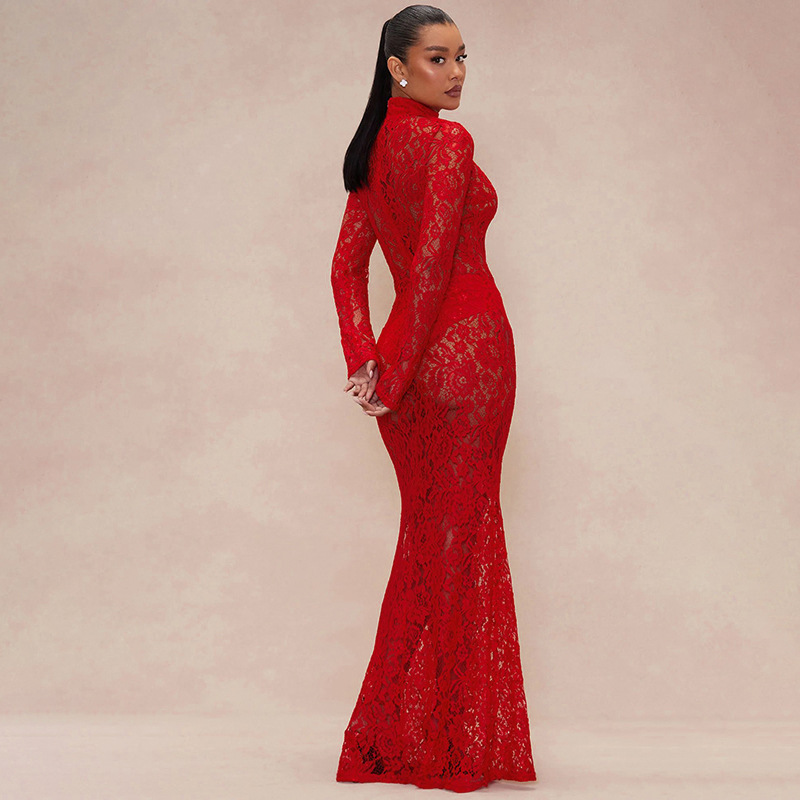 Chilldressy™ Lace Half-High Neck Slim Sexy Dress