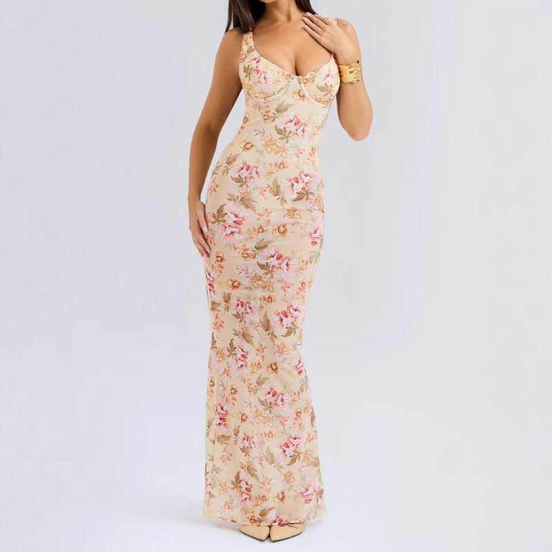 Chilldressy™ Floral Bodycon Maxi Dress | Elegant Sexy Sleeveless Tight-Fit Dress