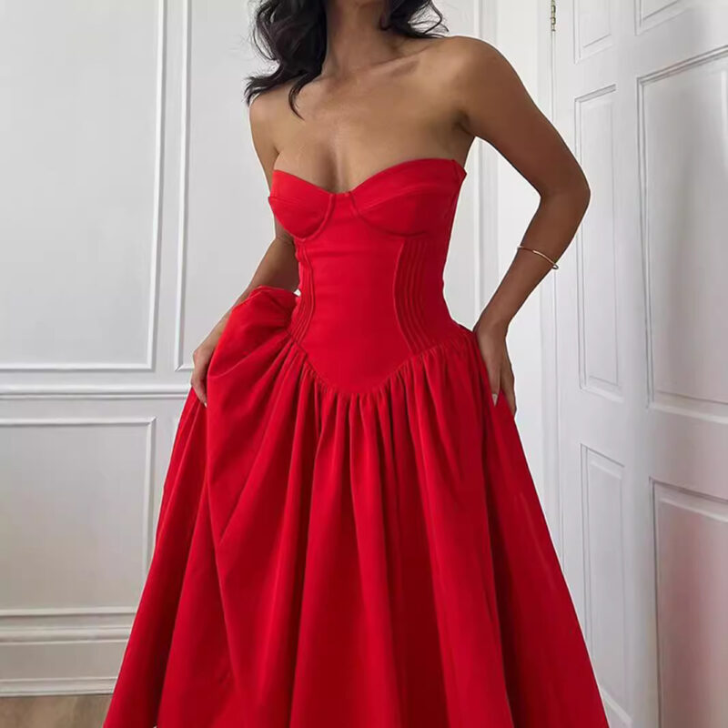 Chilldressy™ Strapless Corset Midi Dress | Elegant Backless Flared Dress