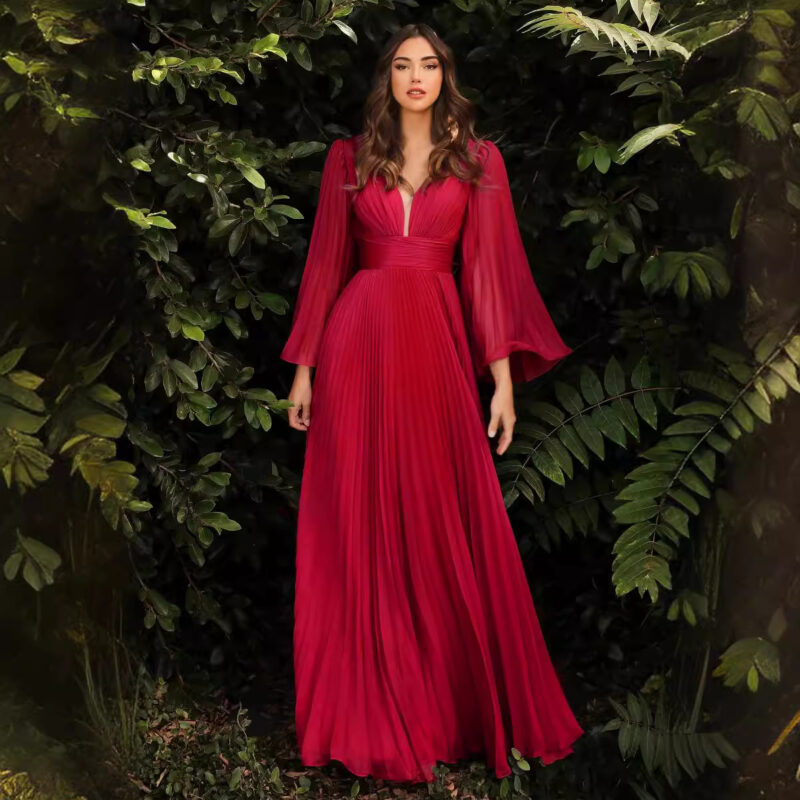 Chilldressy™ Deep V Neck Long Sleeve Maxi Dress