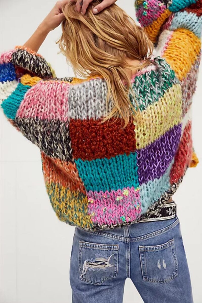 Retro Rainbow Cardigan Sweater