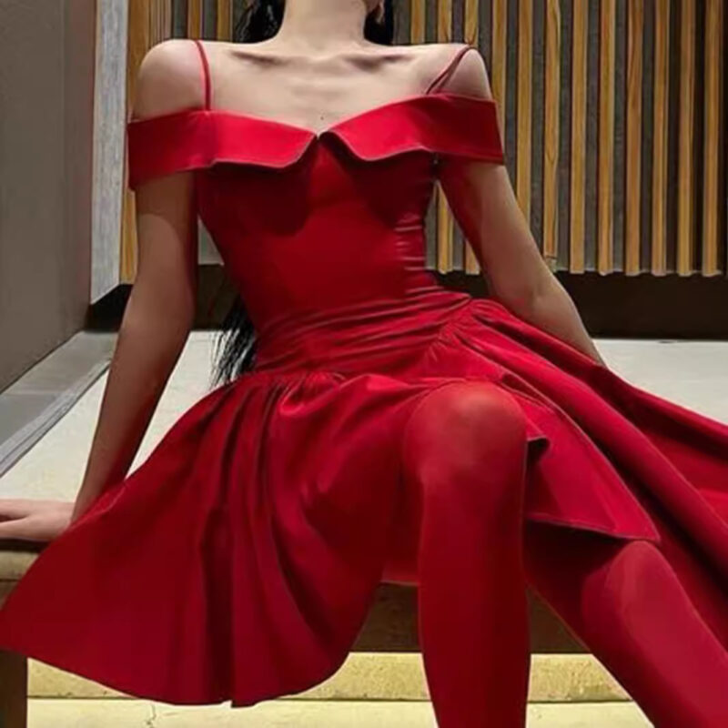 Chilldressy™ Sexy Off-Shoulder Spaghetti Strap Dress | Slimming Waist & Backless French Style Dress