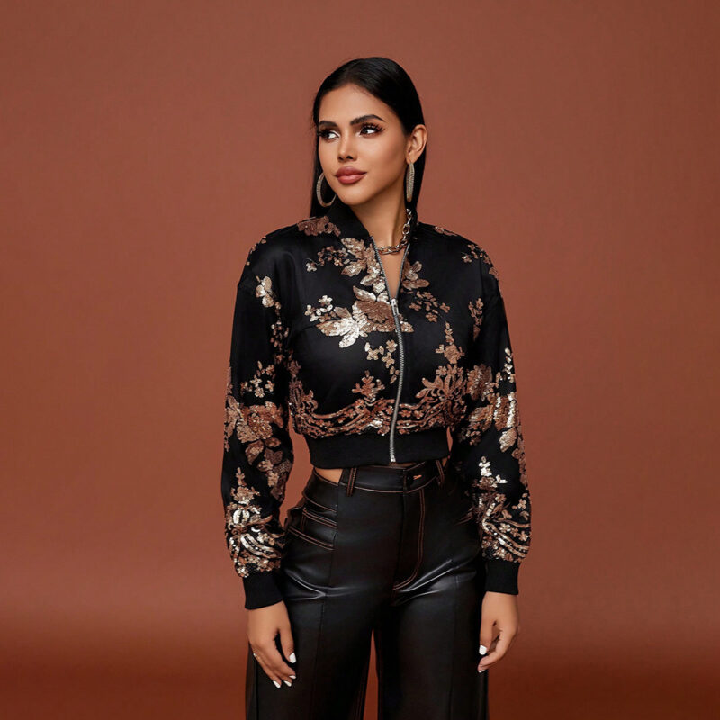 Chilldressy™ Sequin Embroidered Bomber Jacket | Chic & Sexy Cropped Outerwear