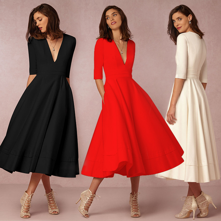 Chilldressy™ Deep V Sleeve Midi Princess Dress